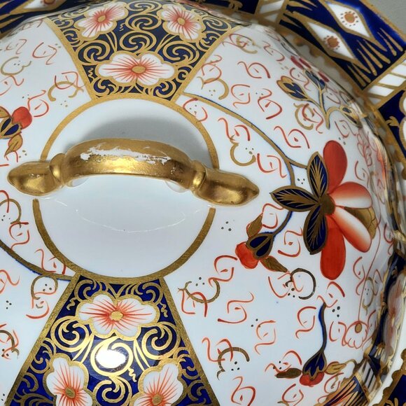 Antique Royal Crown Derby Imari Muffin Dish with Lid 1906 - Picture 12 of 15